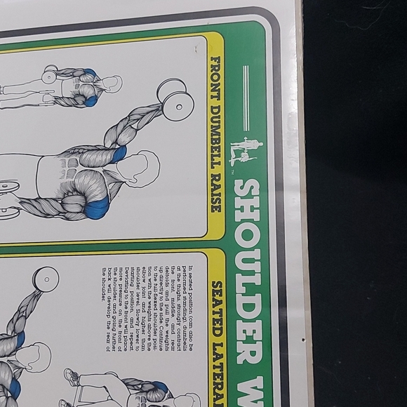 1985 Vintage Bruce Algra Shoulder Workout Fitness Chart Series 16" x 11". - Picture 7 of 7